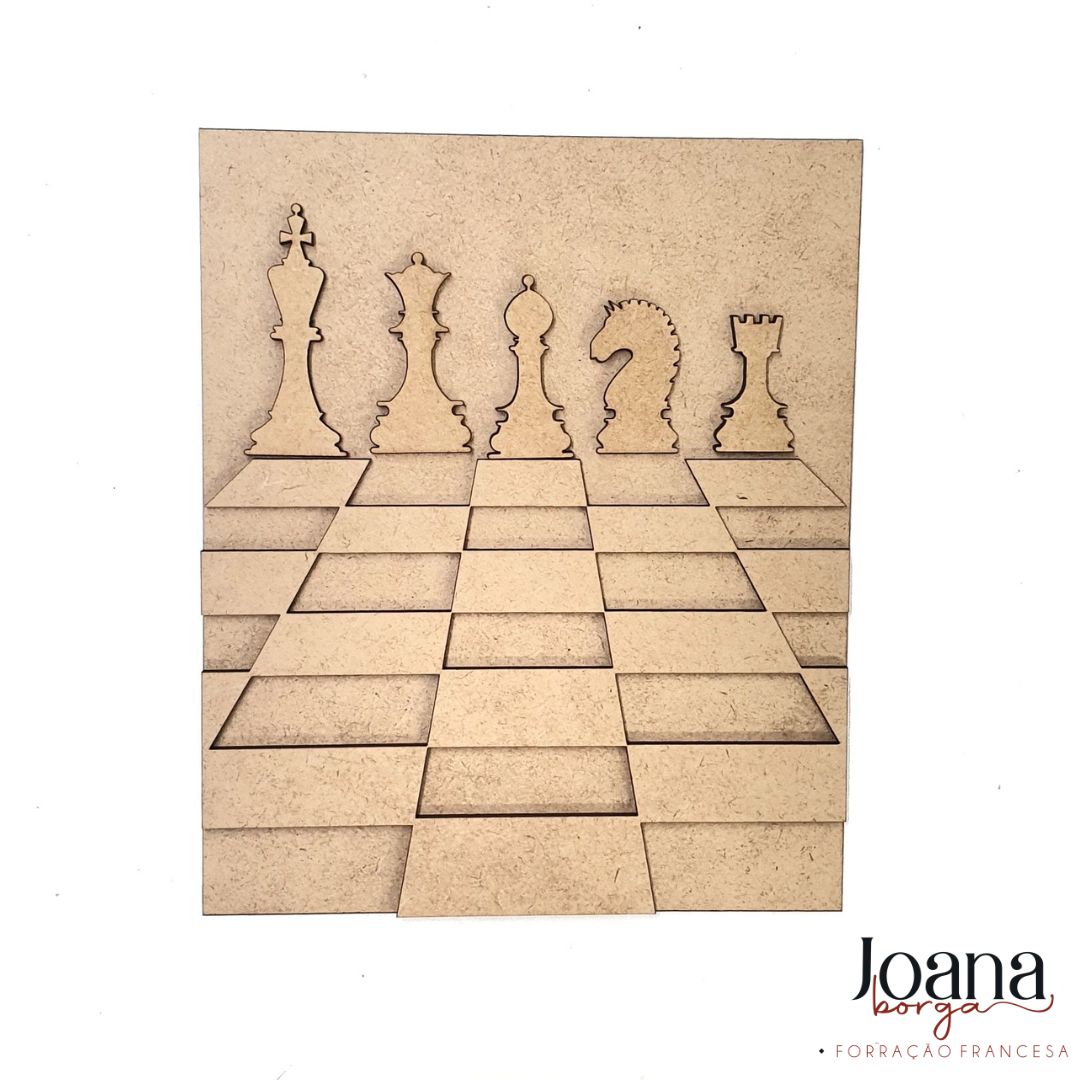 Placa Jogos Tabuleiro de Xadrez – 20×16,5cm – Forração Francesa